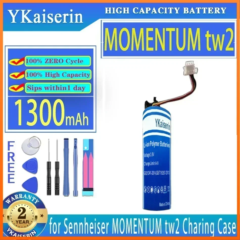 YKaiserin Replacement Battery for Sennheiser MOMENTUM Tw2 Charing Case Batteries Bateria Warranty + Free Tools