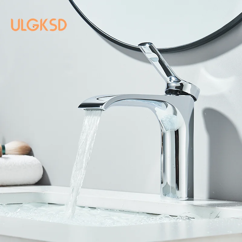 

Смеситель для раковины в ванной комнате, кран с одним отверстием, кран для горячей и холодной волшебной лампы, модель смесителя для ванной комнаты, латунный смеситель для раковины на палубе