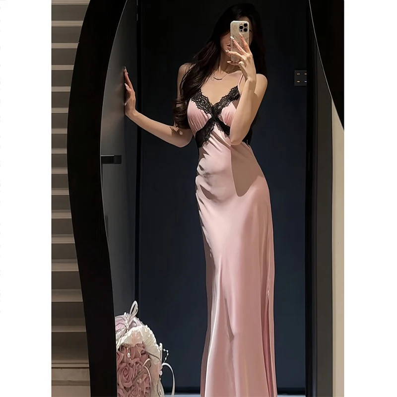 Sexy Women's Nighty&Robe Set Long Kimono Bathrobe Gown Spring Summer New Sleepwear Home Dress Satin Backless Nightgown Lingerie - Image 3