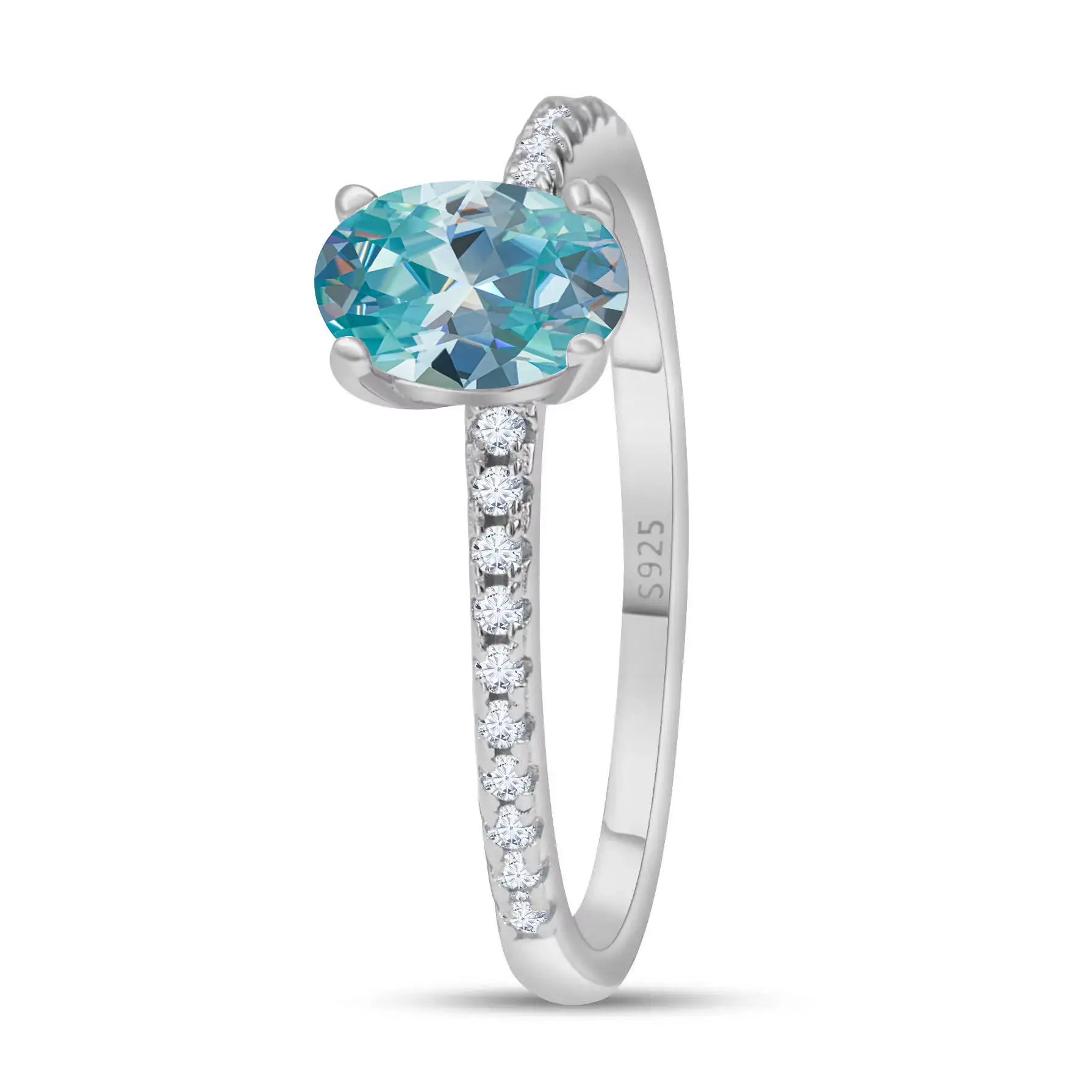 1,0 Karat Königsblau Farbe Moissan ite Ring Sterling Silber massiv Gelbgold Farbe Hochzeit Verlobung ringe für Frauen – Detail 3
