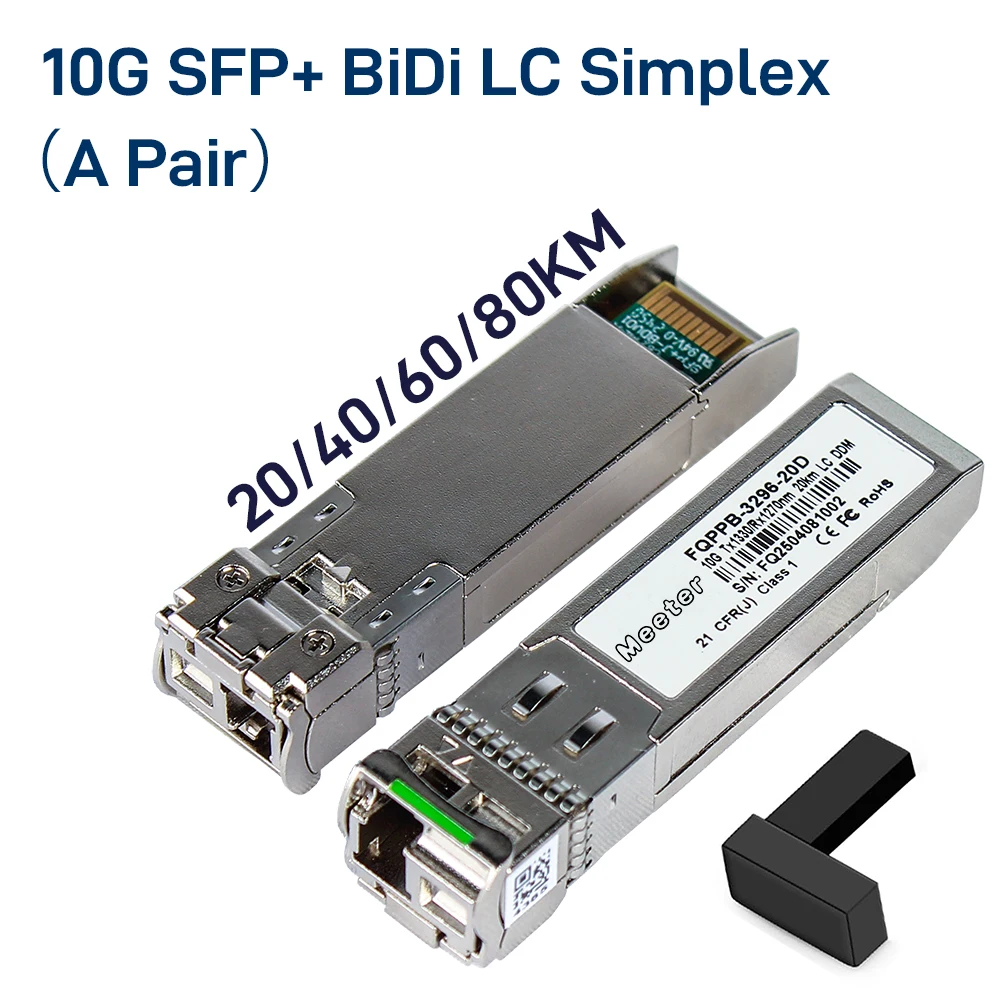 

Модуль BiDi 10G SFP+, 20/40/60/80 км, симплексное оптоволокно LC, Tx1270nm/Rx1330nm, совместим с Cisco, Mikrotik, Ubiquiti, Huawei