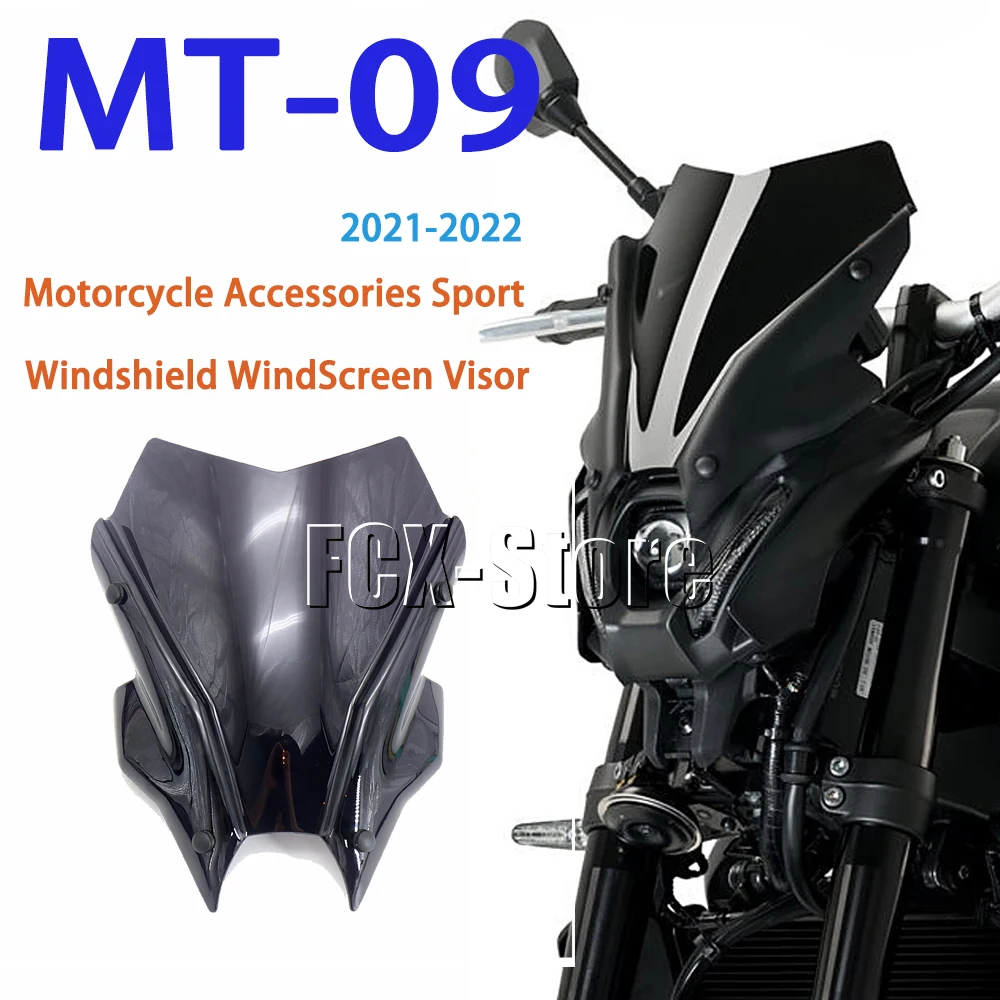 

New Motorcycle Accessories Sport Windshield WindScreen Visor Viser 2021 2022 For YAMAHA MT-09 MT 09 MT09 FZ09 FZ-09 FZ 09