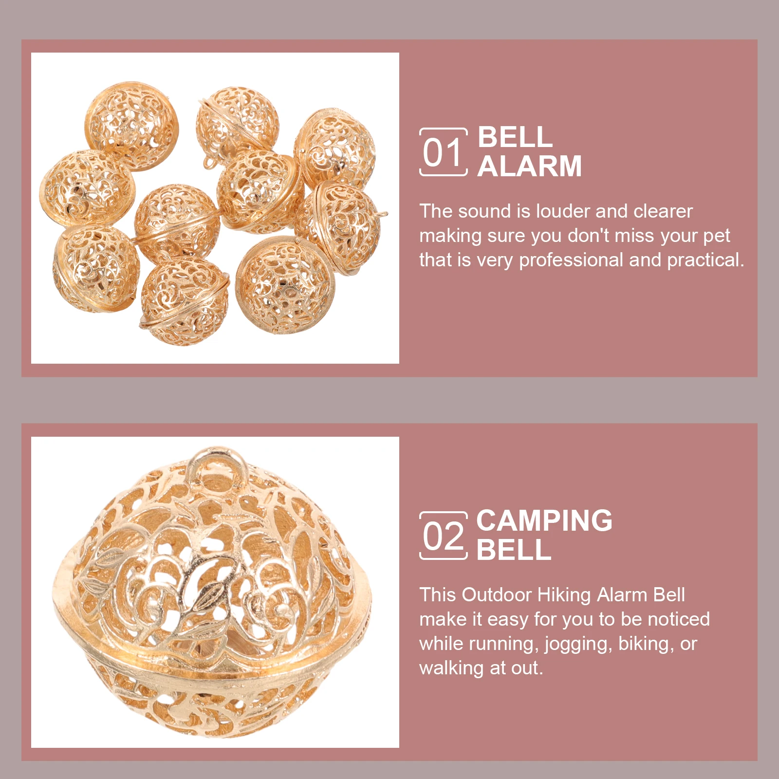 

10pcs 3.0cm Big Outdoor Alarm Bells Metal Hiking Supplies Portable Steel Alert Bell Loud Sound Camping Accessories for Night