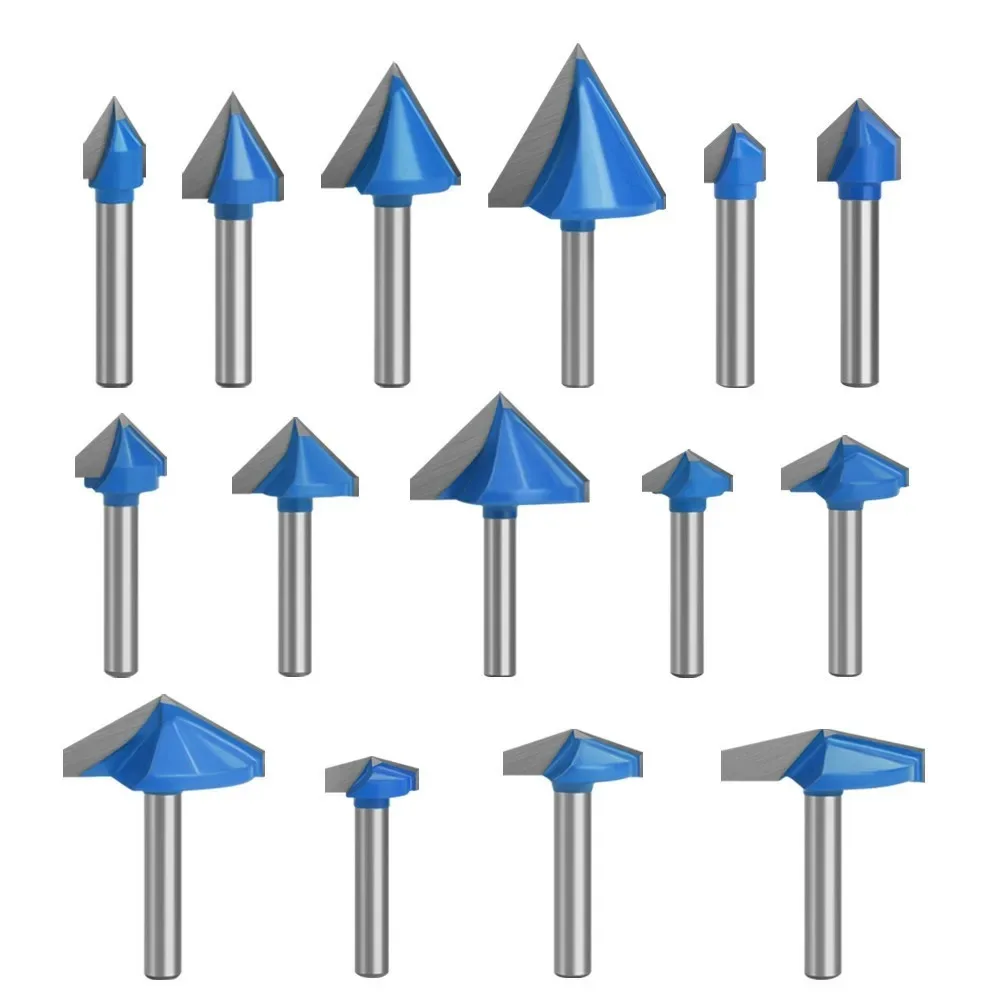 LAVIE 1pc 6mm Shank 60 90 120 150° V Type Slotting Cutter Bit CNC Engraving Solid Router Bit Carbide Milling Cutter Tools מקדח