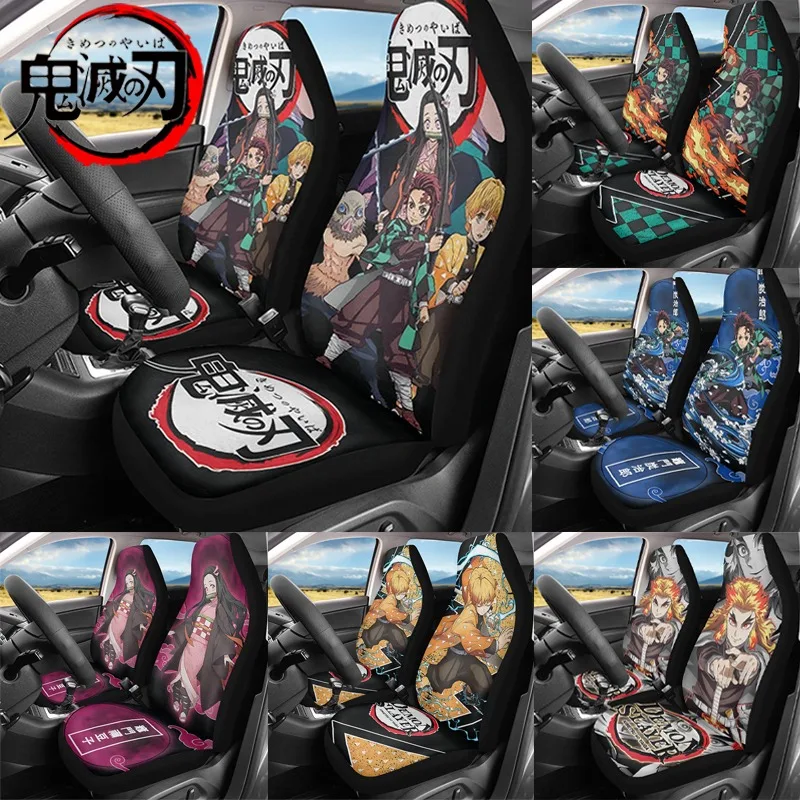 

Anime Demon Slayer Tanjirou Nezuko Car Universal Seat Covers Cartoon Zenitsu Car Interior Front Seat Accessories Cushion Cover
