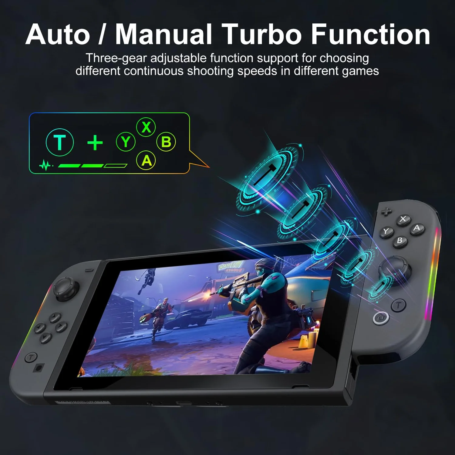 Replacement for Switch Controller,Compatible with Switch/Lite/OLED，Double Vibration, Lighting, Wake-up, Screenshot Support