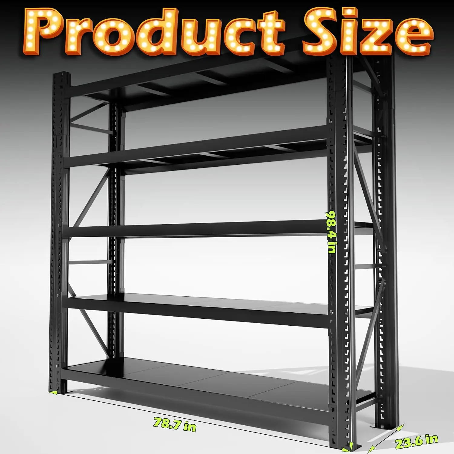 Heavy Duty Metal Shelving 5-Tier Adjustable Rack 8000lbs Industrial Garage Storage Organizer 23.6x78.7x98.4in, Customized