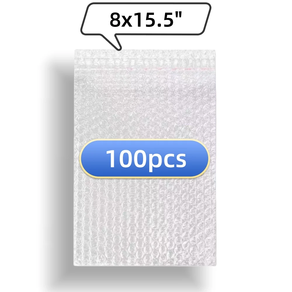 

100 Pcs 8X15.5'' Bubble Mailer Packing Bags Bubble Out Protective Wrap Bubble Pouches shipping Self Seal Air Padded Cushions