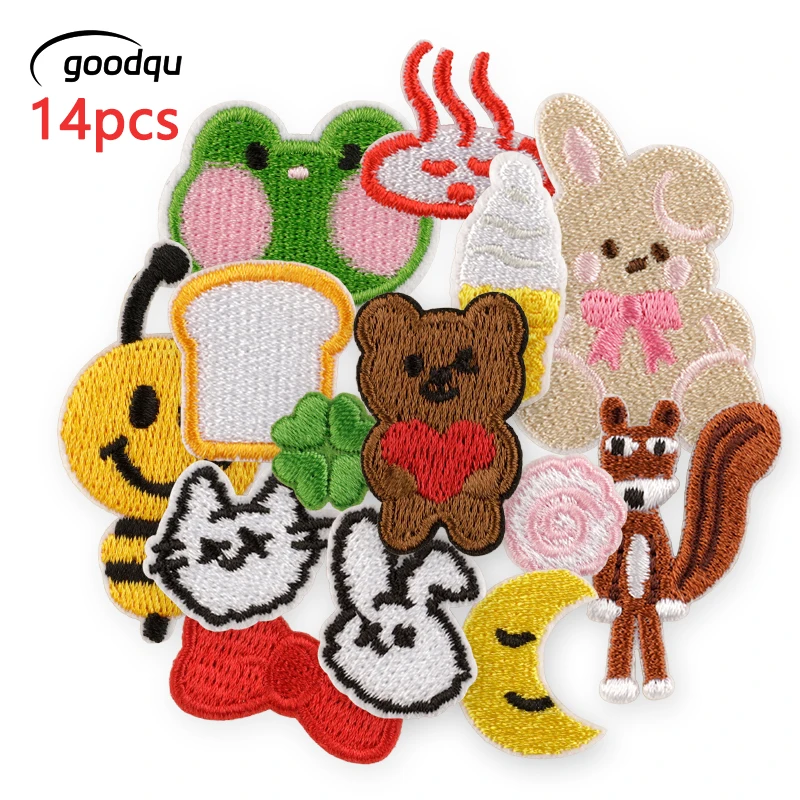 14 Stück Bären-Eiscreme, niedliche Tiere, zum Aufbügeln, für Kleidung, Kinder, viele bestickte Jacken, Aufkleber, Packung, Stoffe, Nähen, DIY-Parches – Detail 1