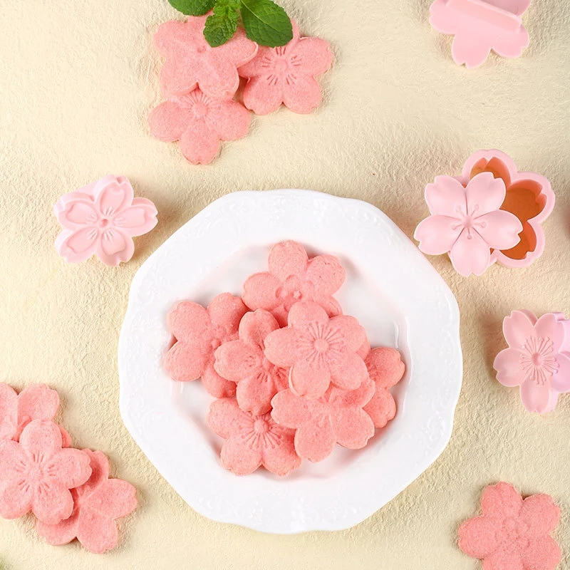 5pcs/set Sakura Flower Cookie Mold Stamp Biscuit Cutter Cherry Blossom DIY Fondant Cake Decor Floral Mould Kitchen Baking Tools