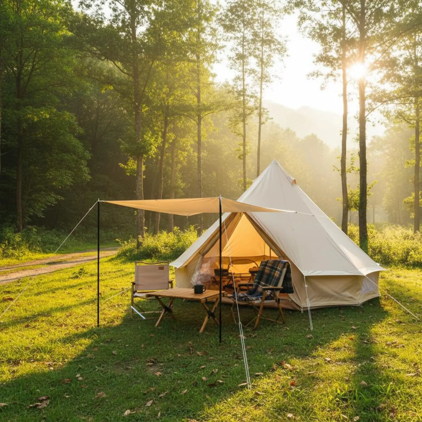 

2 Pieces 4-Section Tarp Pole Sturdy Metal Tip Adjustable Tarp Pole Adjustable Awning Support Rod Thickened Wall Camping