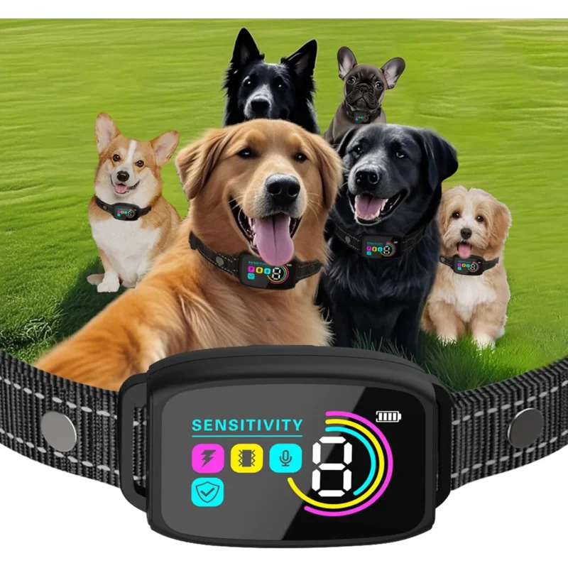 

Smart Anti Bark Dog Collar Type-C Rechargeable Beep Vibration Training Collar IP67 Waterproof Color Screen