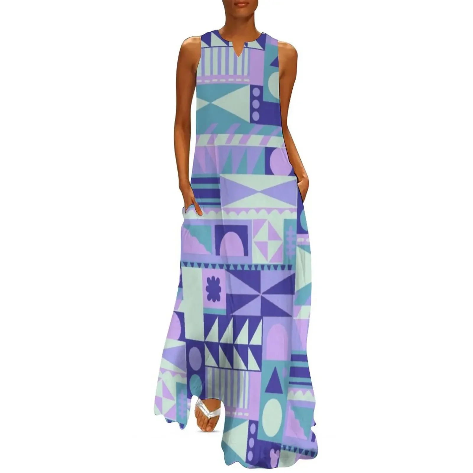 

it's a small world Pattern (ice palette) Long Dress Summer women's clothing dress summer Women's summer dress