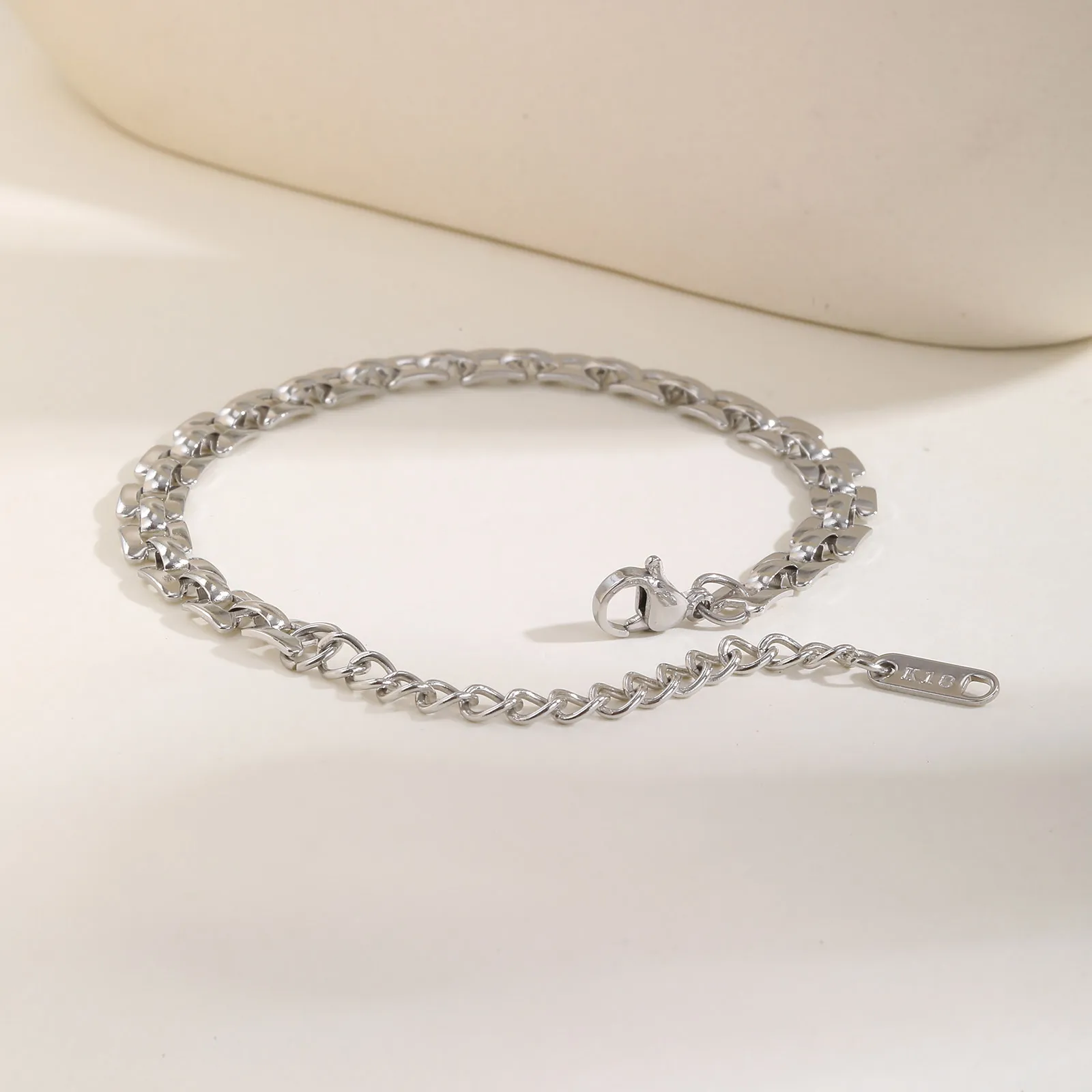 Stainless Steel Bracelets for Men and Women, Short Strap Chain, Silver Color Jewelry Simple Wristband