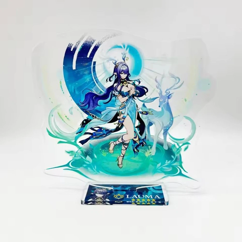 แผ่นอะคริลิคตั้งโชว์รูปตัวละครจากเกม Genshin Impact ลาอูมา ไอโนะ คิริลล์ ชูโดมิโรวิช ฟลินส์ สำหรับคอสเพลย์ ตกแต่งโต๊ะทำงาน