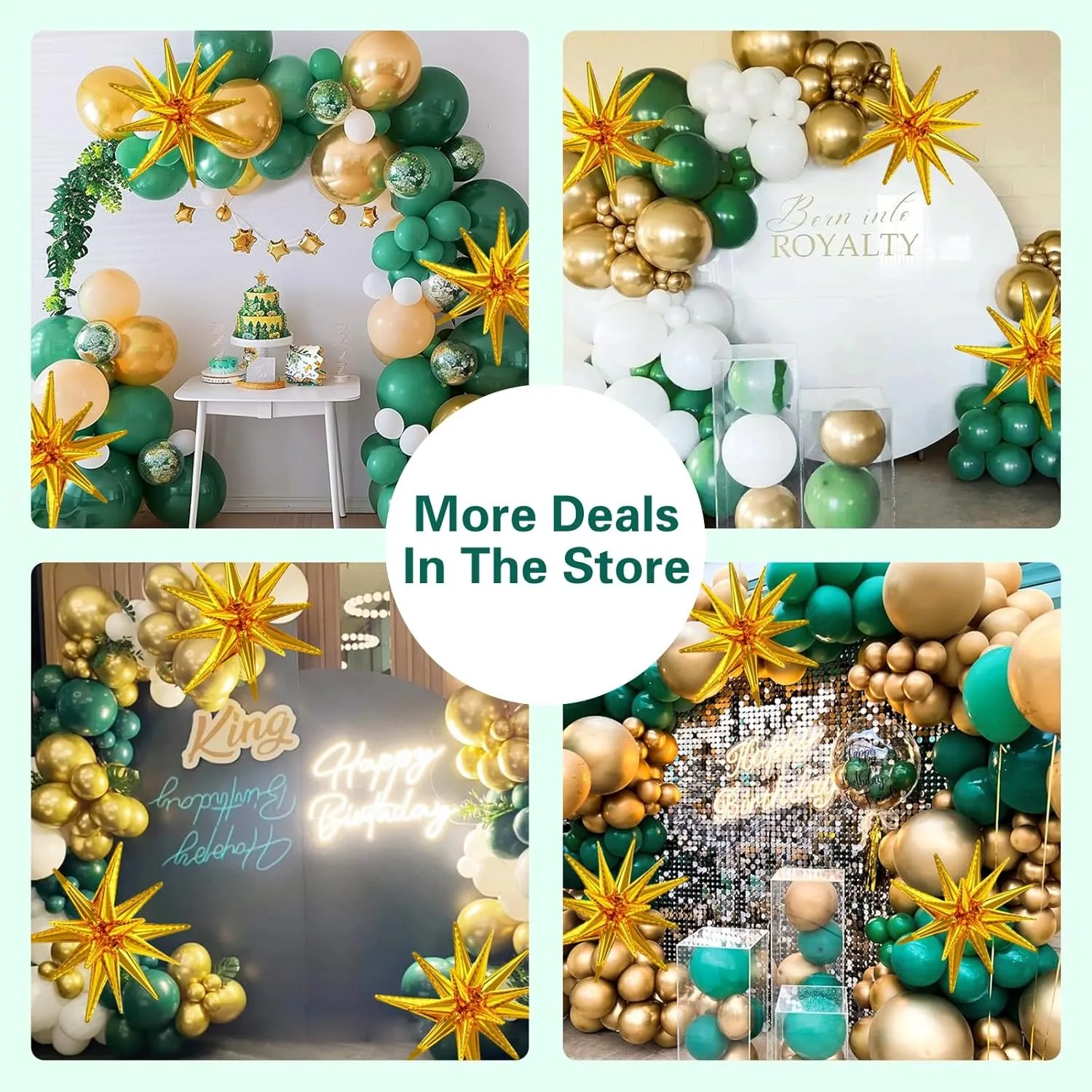 137Pcs Green and Gold with Confetti Latex Balloons Garland Arch Kit for Birthday Baby Shower Emerald Green Jungle Party Decora