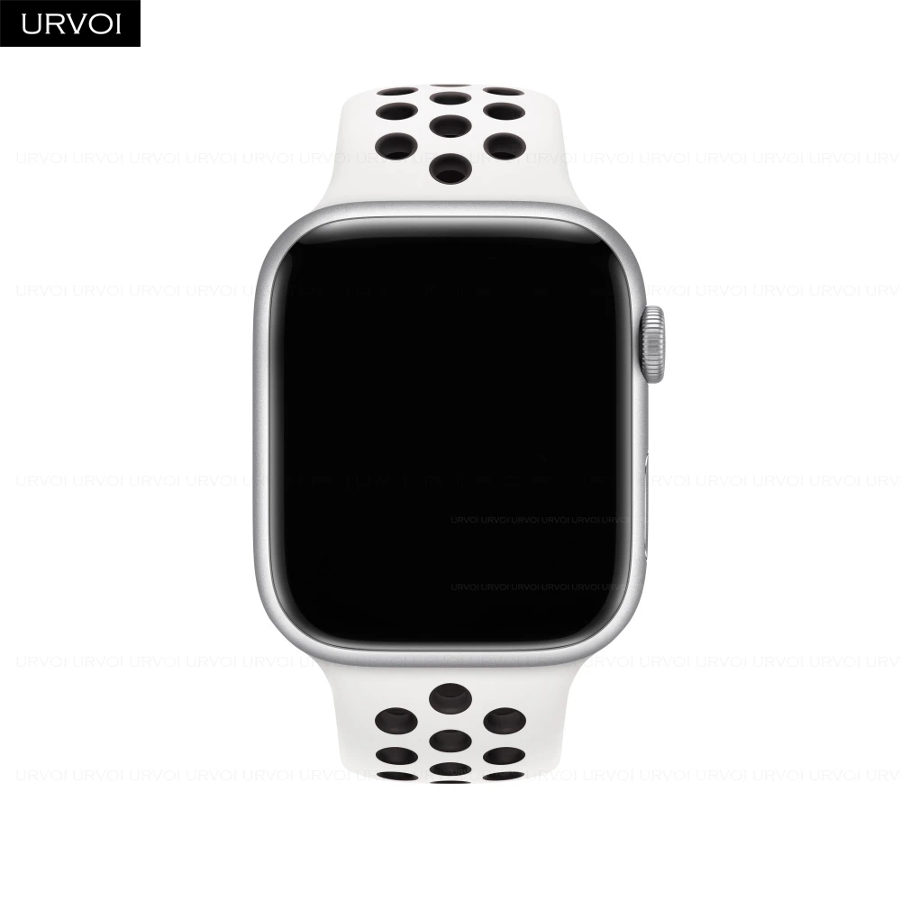 Urvoi Band für Apple Watch Serie 10 9 8 7 6 5 zweifarbiges Silikon mit Loch armband für iwatch atmungsaktiv
