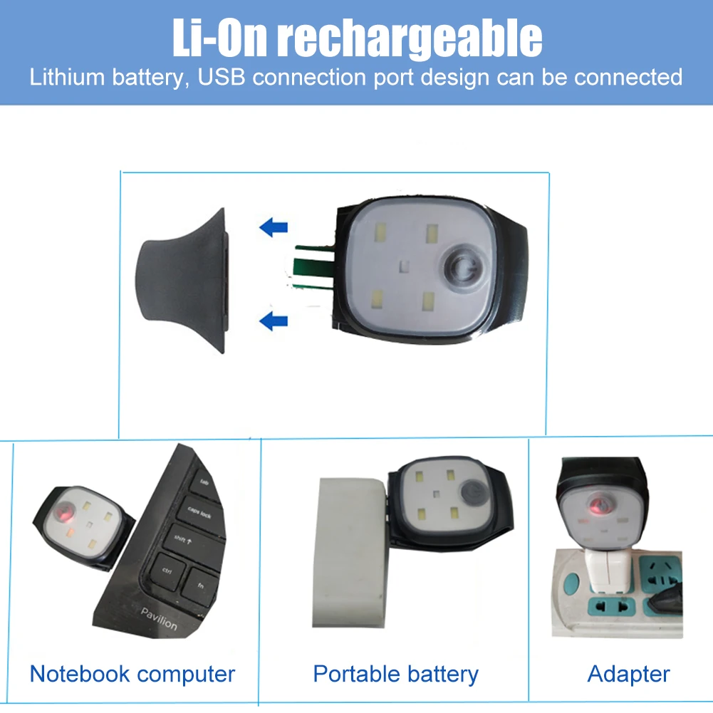 

Налобный фонарь с зажимом, 4 режима освещения, предупреждение о безопасности при зажиме для бега, ночных прогулок, рыбалки, пешего туризма, перезаряжаемый через USB