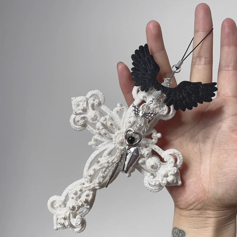 

Keychain Black Angel Wings Bag Pendant Subculture Y2k