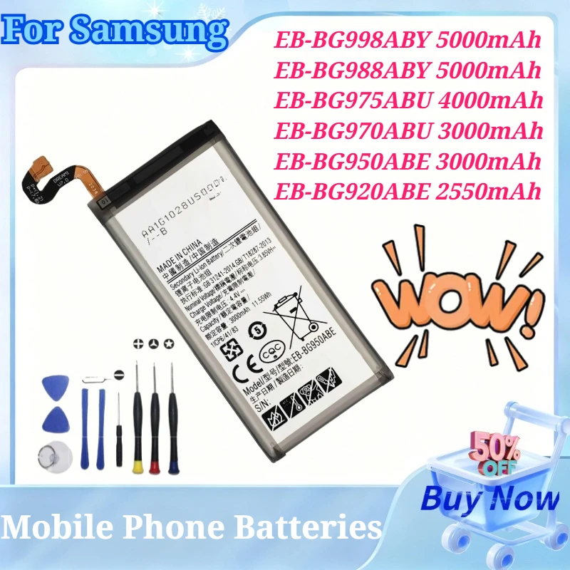 BG988ABY EB-BG998ABY BG950ABE BG975ABU BG970ABU BG920ABE Battery for Samsung S21 Ultra S20 Ultra S10+ S10e S8 S6 with Free Tools