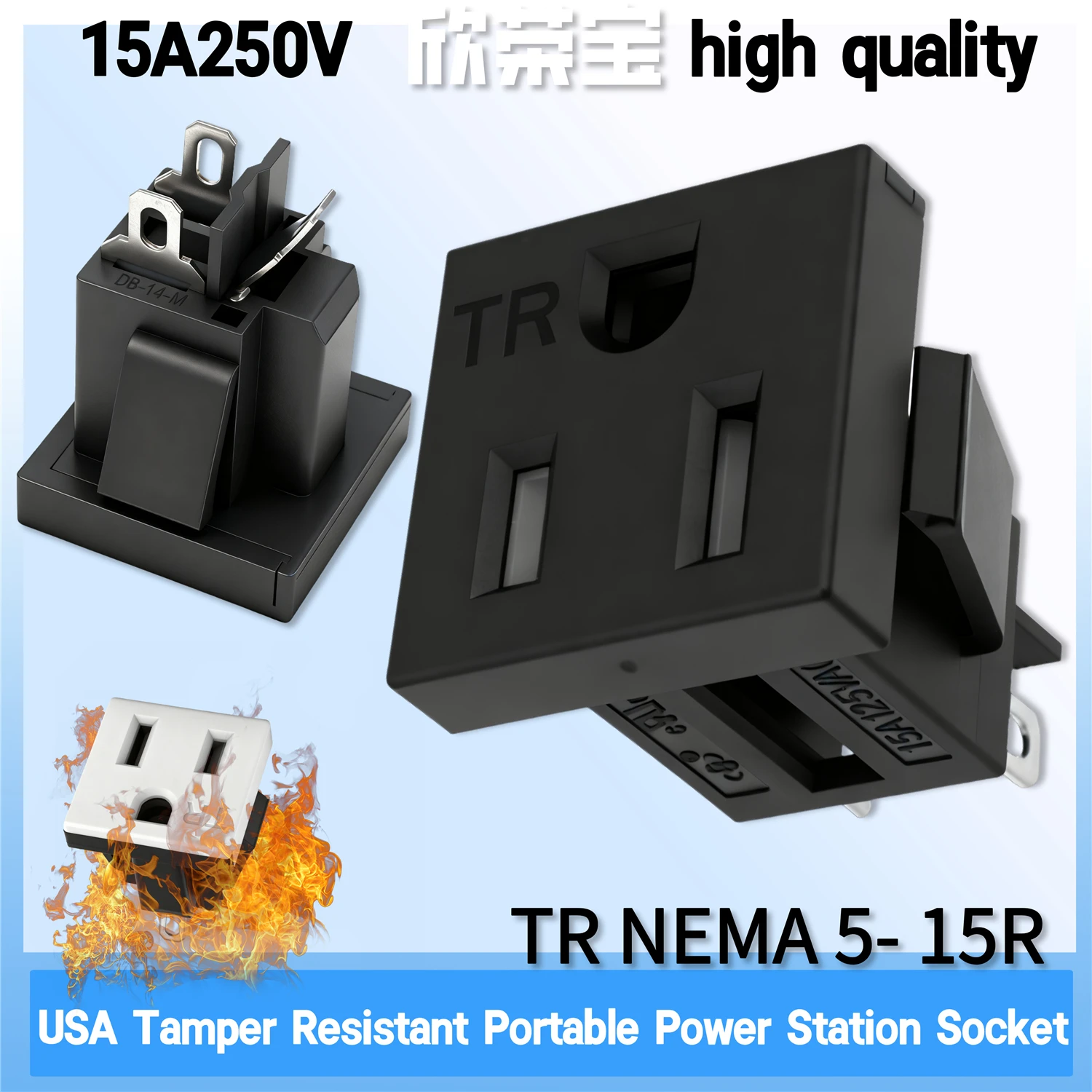 15A TR NEMA 5-15R USA Receptacle Ac Power Socket TR US Wall Socket Anti electric shock protection door for Thailand,Japan,Canada