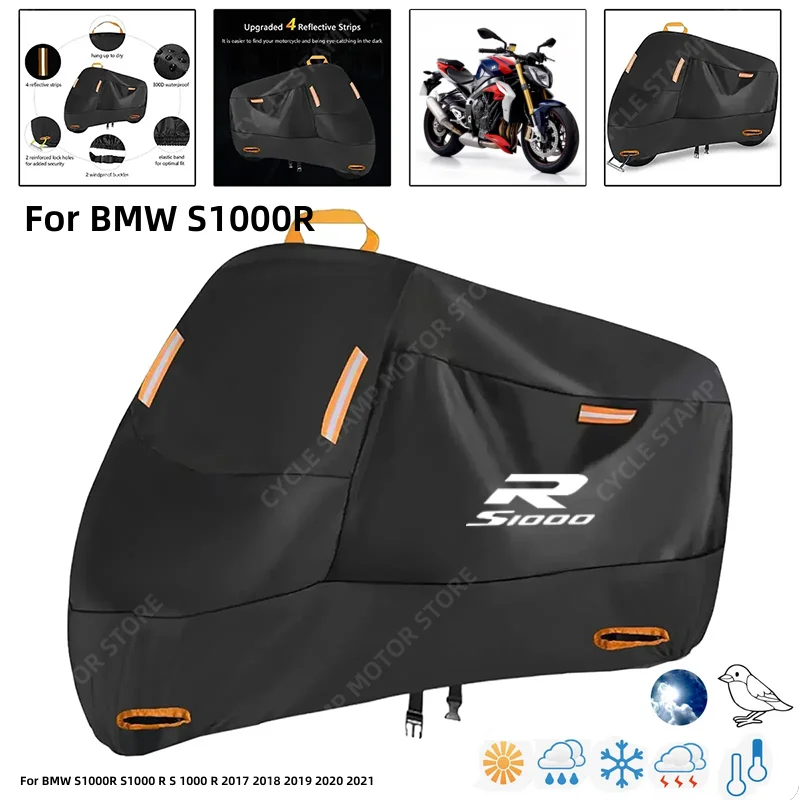 

Waterproof Motorcycle Cover For BMW S1000R S1000 R S 1000 R 2017 2018 2019 2020 2021 Outdoor Protection Against Rain Dust Debris