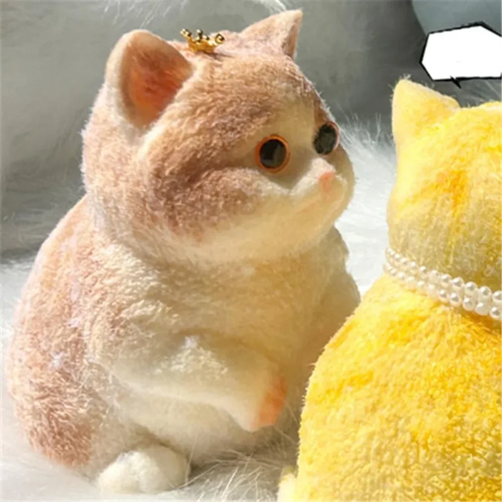 Cute Squishy Relief Squeeze Cat Toys Silicone With Flocking Surface Cat Squishy Fidget Relief Stress Toy Anxiety Relaxation Big