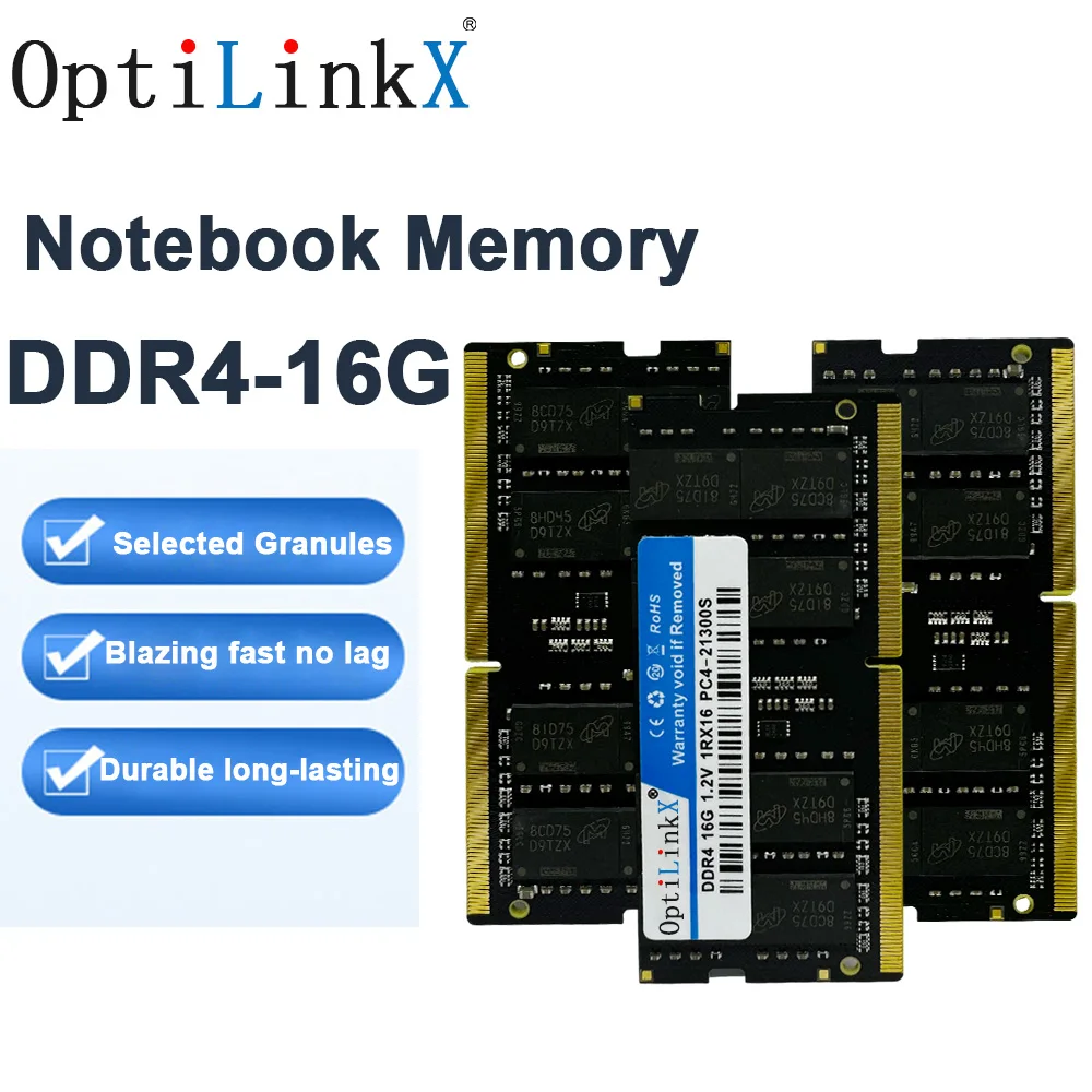 

OptiLinkX DDR4, совместимый с палочками памяти 16G, 1,2 В, низкое напряжение, 2133/2400/2666 МГц, ноутбуки