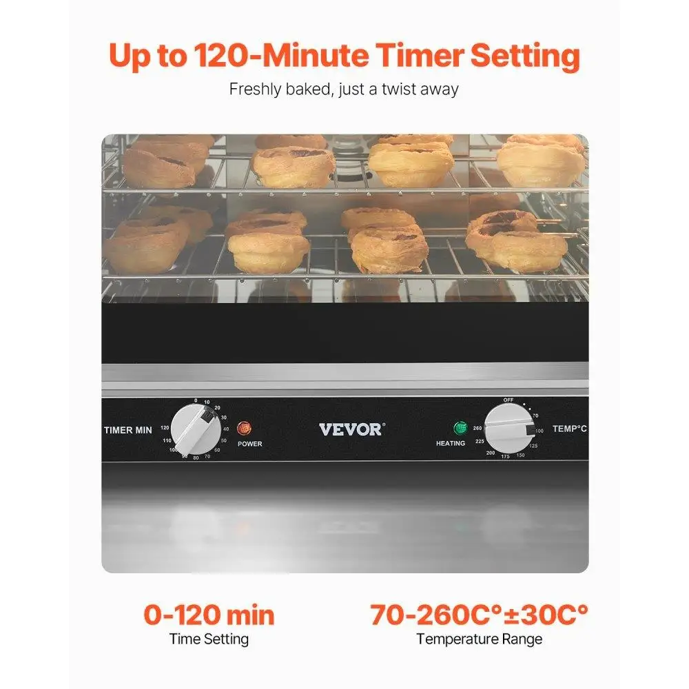 66L Electric Toaster Oven 2800W Stainless Steel Commercial Countertop Baking Machine for Restaurant and Home Use