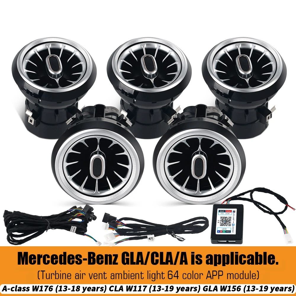 Für Benz W205 C-Klasse GLC X253 W213 E W222 S C117/GLA X156/W176 W177 C118 Turbinendüsen-Luftauslass mit Ambientelicht Auto-Nachrüstsatz