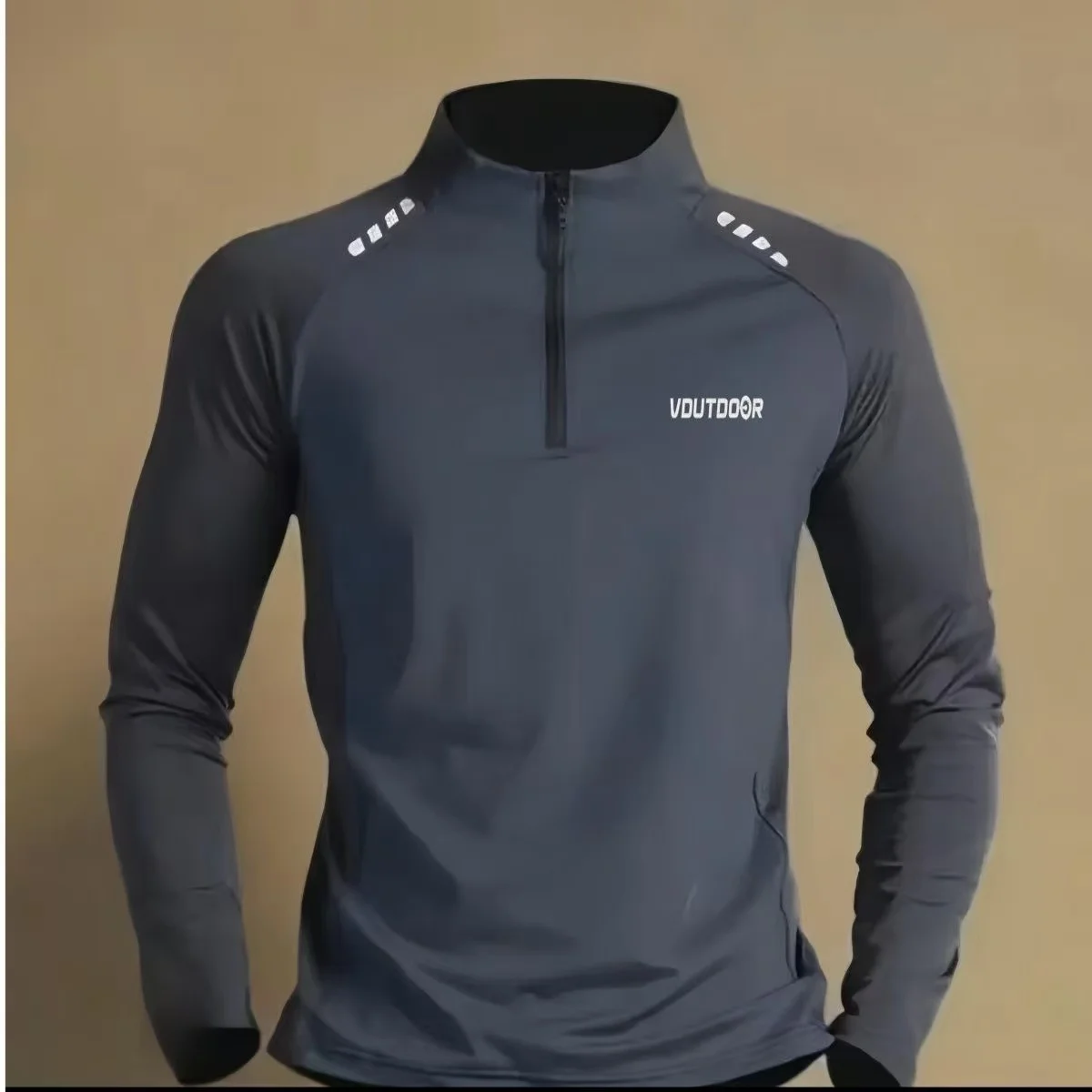 Men's Outdoor Sports Quick Dry Zipper Thin Sweat Wicking Cycling T-Shirt Fitness Athletics Spring Autumn Long Sleeve Top