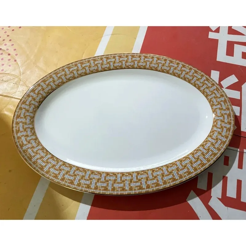 Creative Top Grade Rainforest Ceramic Dinner Plates Geometric Pattern Ceramic Dish Charger Plate Dinnerware Plate Set Serving