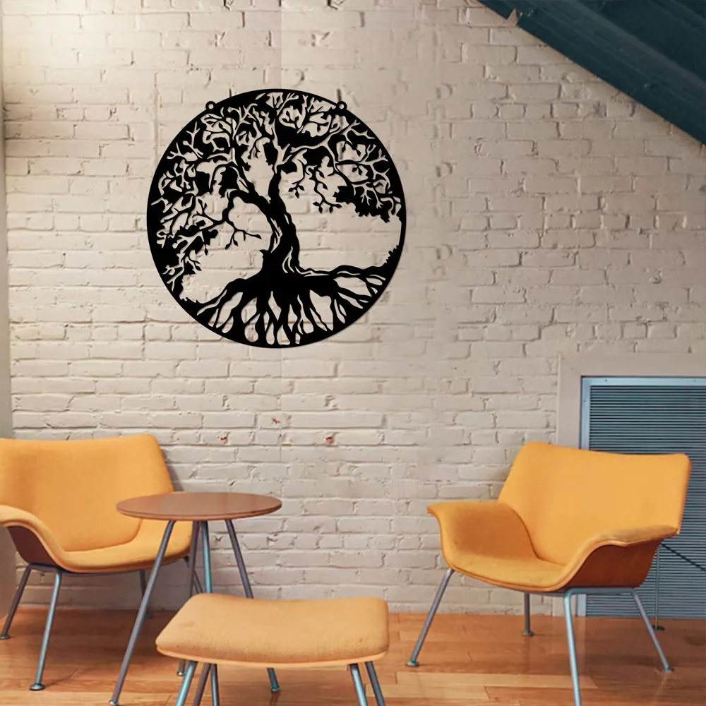 Tree of Life Metal Wall Sign Family Love Stencil Laser Cut Metal Decorative Home Living Room Interior Decoration Metal Art