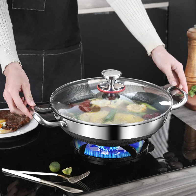 Extra Thick Stainless Steel Pan - Double-Sided Honeycomb Non-Stick Soup & Fry Pot