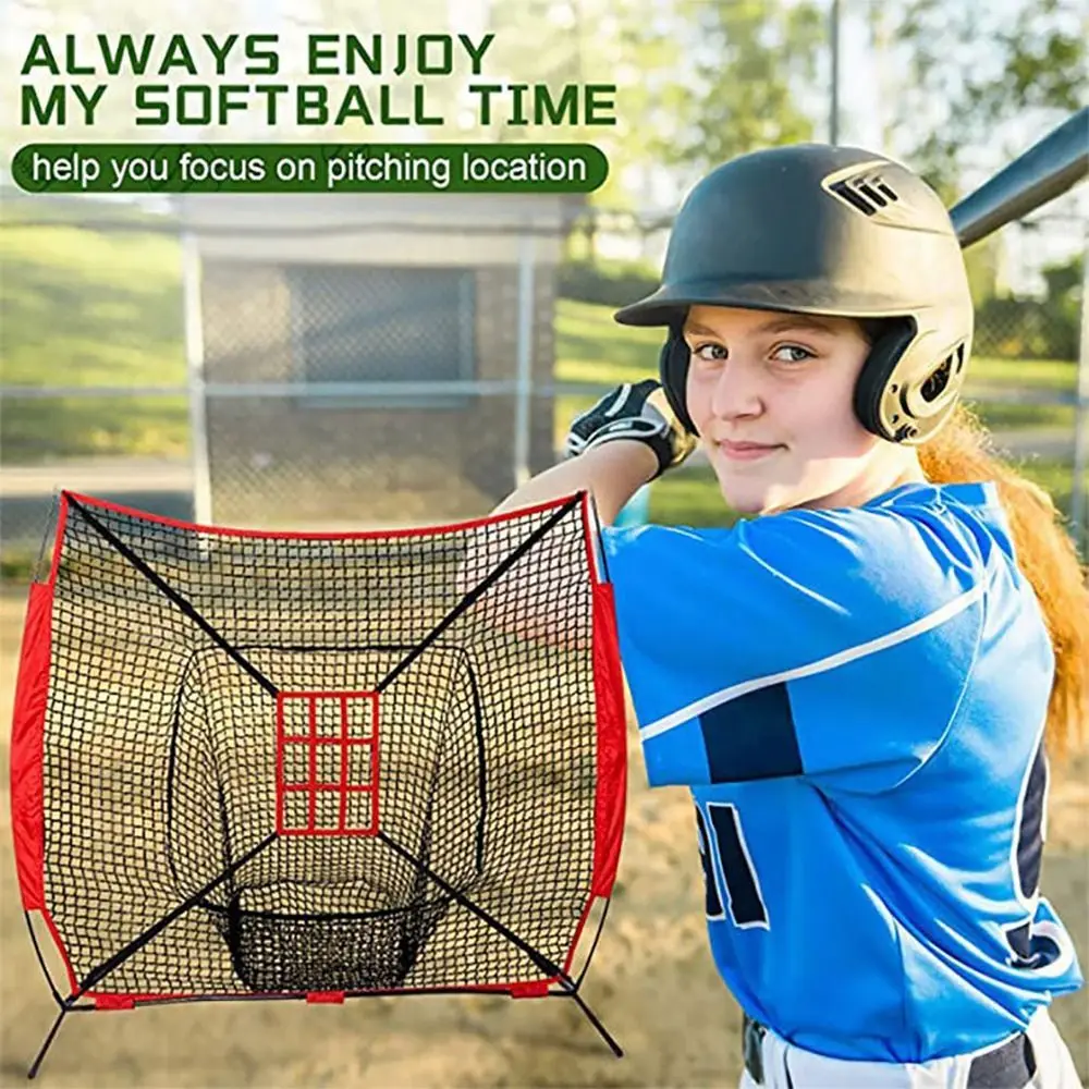 

1Pcs Adjustable Baseball Practice Net Batting Catching Target Throwing Backstop Net 1/9 Grids Portable Strike Zone Mesh