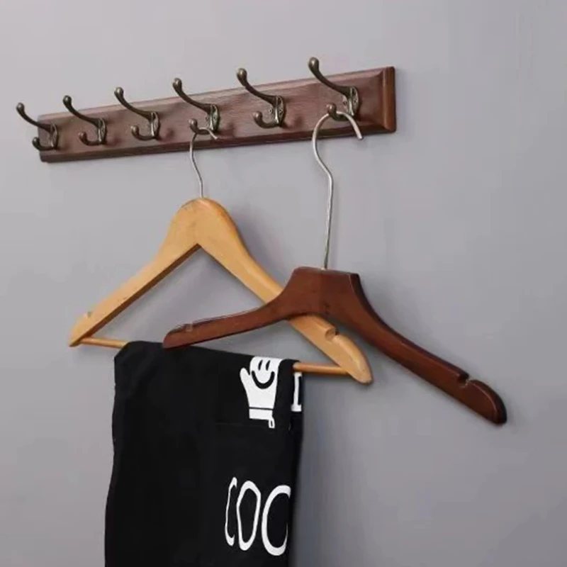 Wall Mounted Solid Wood Coat Rack with 6/7/8 Hooks Clothes Long Hanger Organizer Perchero for Hallway Entrance Decor  Furniture