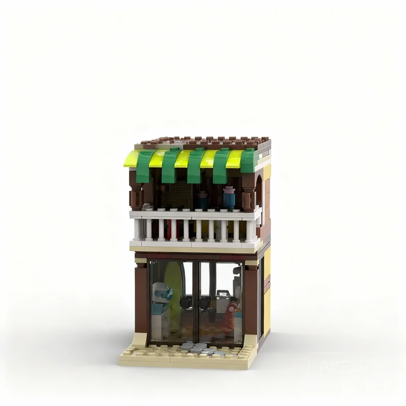 394 piezas MOC Mini Modular Tienda de Playa con Bar en el Primer Piso y Piscina en la Azotea, Construcción Alternativa Creator 3 en 1, Bloques de Construcción de Arquitectura