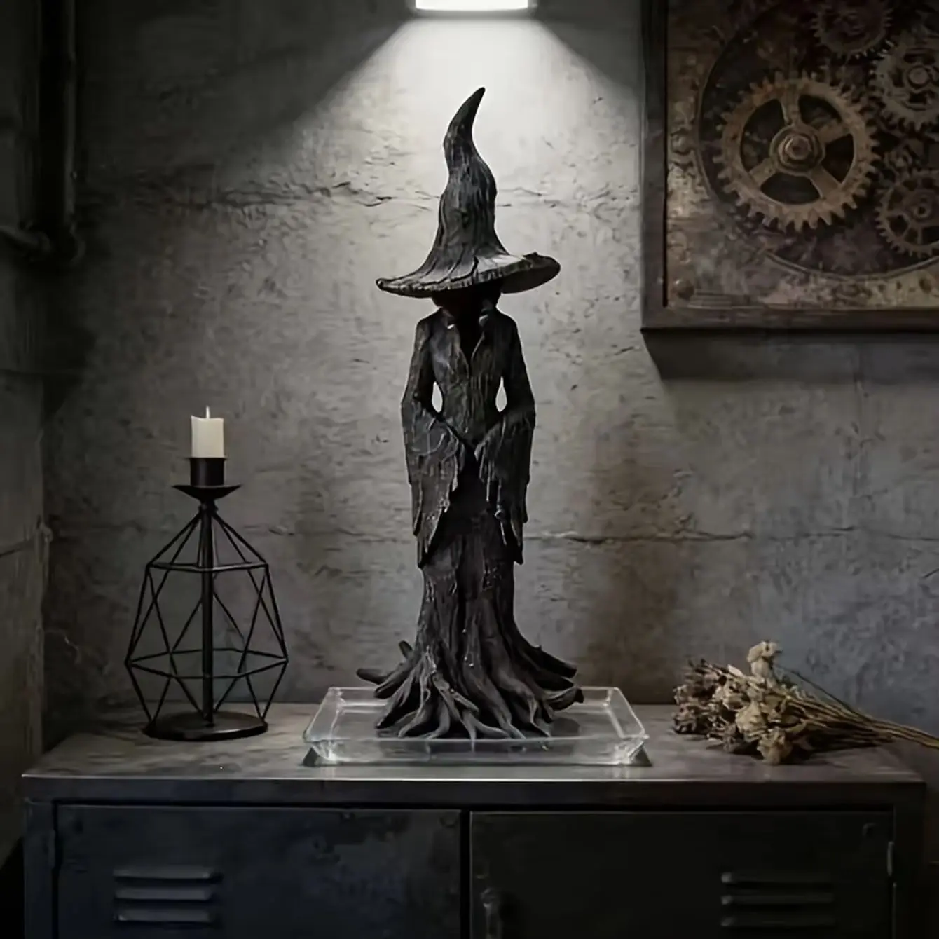 12 Zoll 8-Zoll Gothic-Hexenstatue - Schwarzgoldenes Gothic-Design, geeignet für Hexenpartys und Gothic-Wohndekoration. – Detail 1