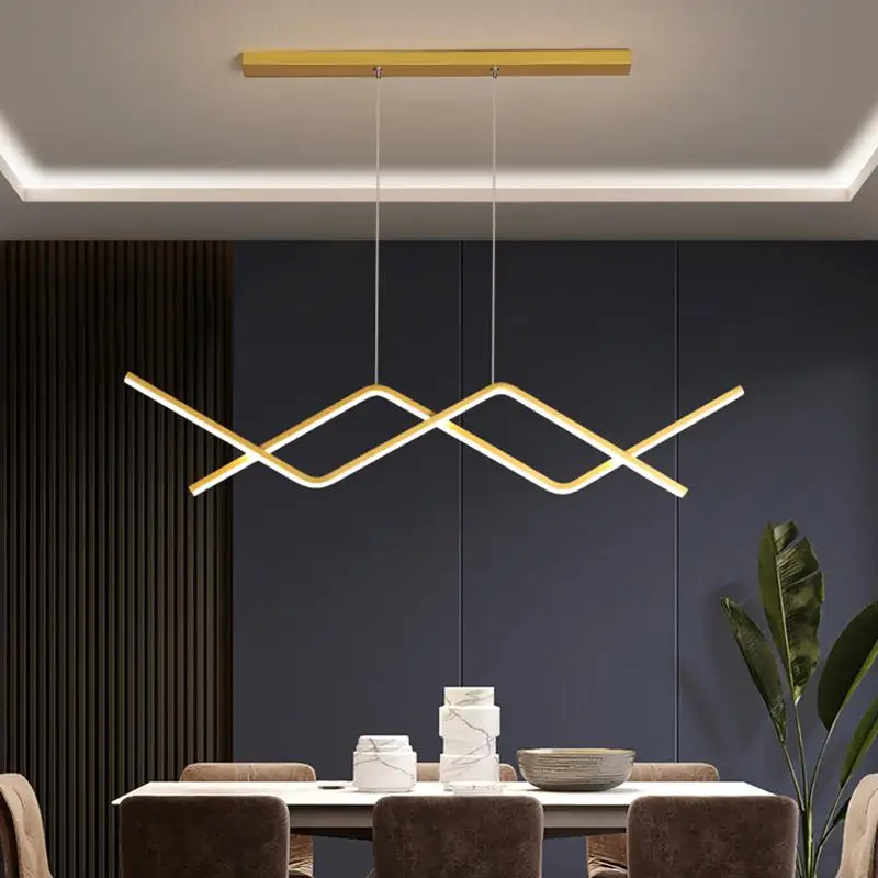 Imagem -02 - Minimalista Led Linear Luzes Pingente de Alumínio Pendurado Lâmpada da Cozinha Sala Jantar Luzes Restaurante Lustres Mesa Iluminação Led