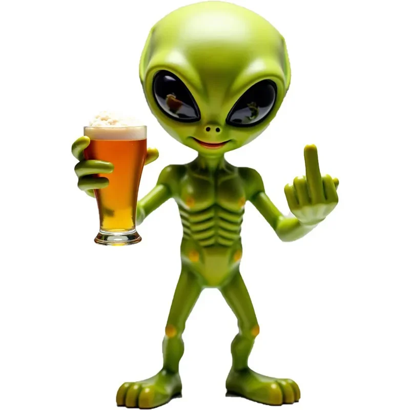 2026 Latest Models Alien Statue Drinking Beer Alien Sculpture Resin Craft Novelty Funny Desktop Decoration Bookshelf Office