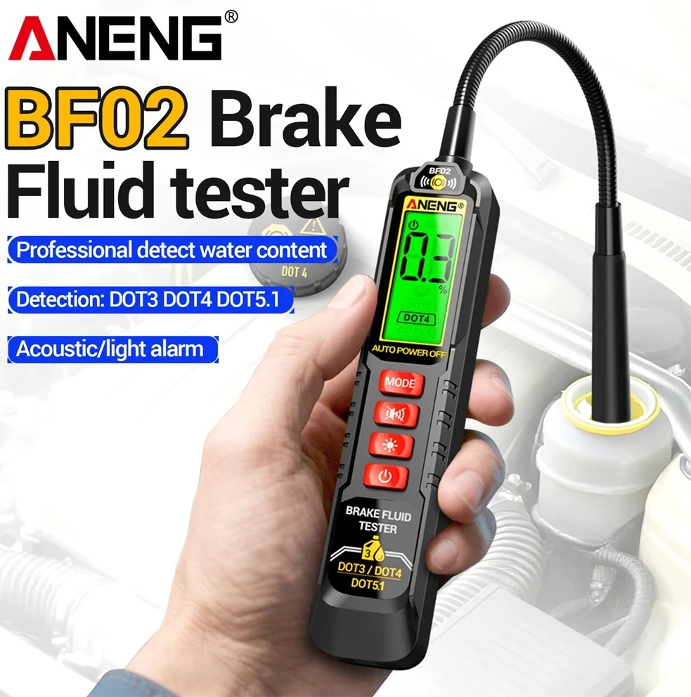 

Тестер тормозной жидкости ANENG BF02, портативный, ручной, цифровой, для определения DOT3, DOT4, DOT5.1, перезаряжаемый, инструмент для электриков/автомехаников для проверки масла в автомобилях