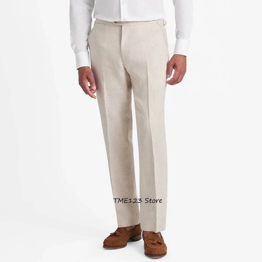 

Мужские брюки, рабочие брюки из льняной ткани для мужчин, деловые повседневные легкие брюки с прямыми штанинами, классическая одежда пошив