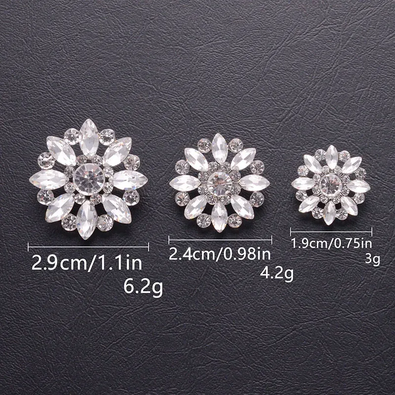 4pcs 19/24/29mm Sparkling Rhinestone Crystal Flower Buttons For Clothes Sweater Fashion Sewing Supplies Garment DIY Accessories