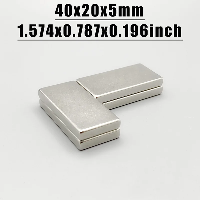 1-20pcs 40x20x5mm Magnet Neodymium Magnet N35 NdfeB Permanent Magnetic Imanes Magnets Square Shape 40*20*5 Magnet Accessory