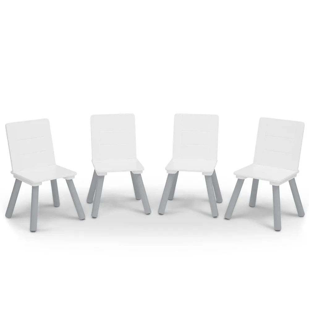 Kids Table and Chair Set with 4 Chairs for Arts, Crafts, Snack Time, Homeschooling in Grey/White