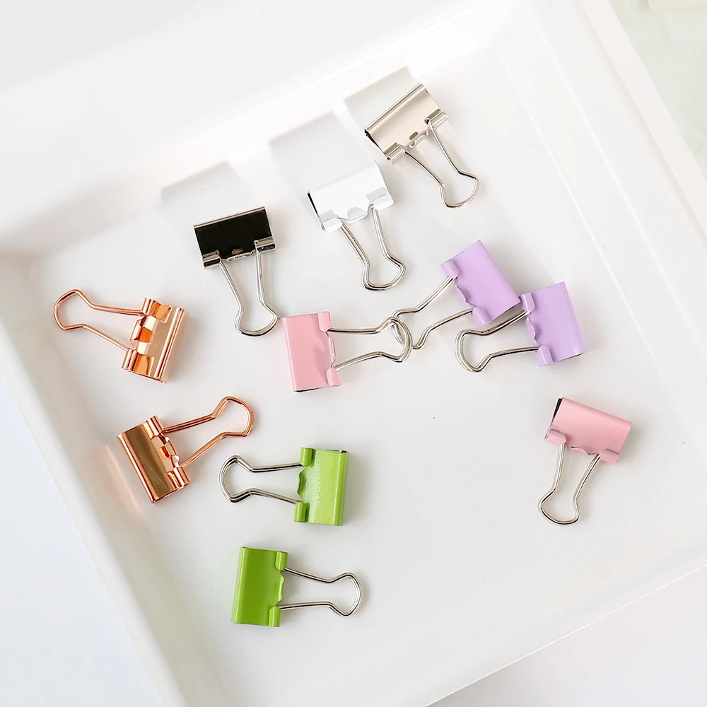 

25pcs coloful Metal Binder Clips 15mm 19mm Notes Letter Paper Clip Office Supplies Binding Securing Clip Prod