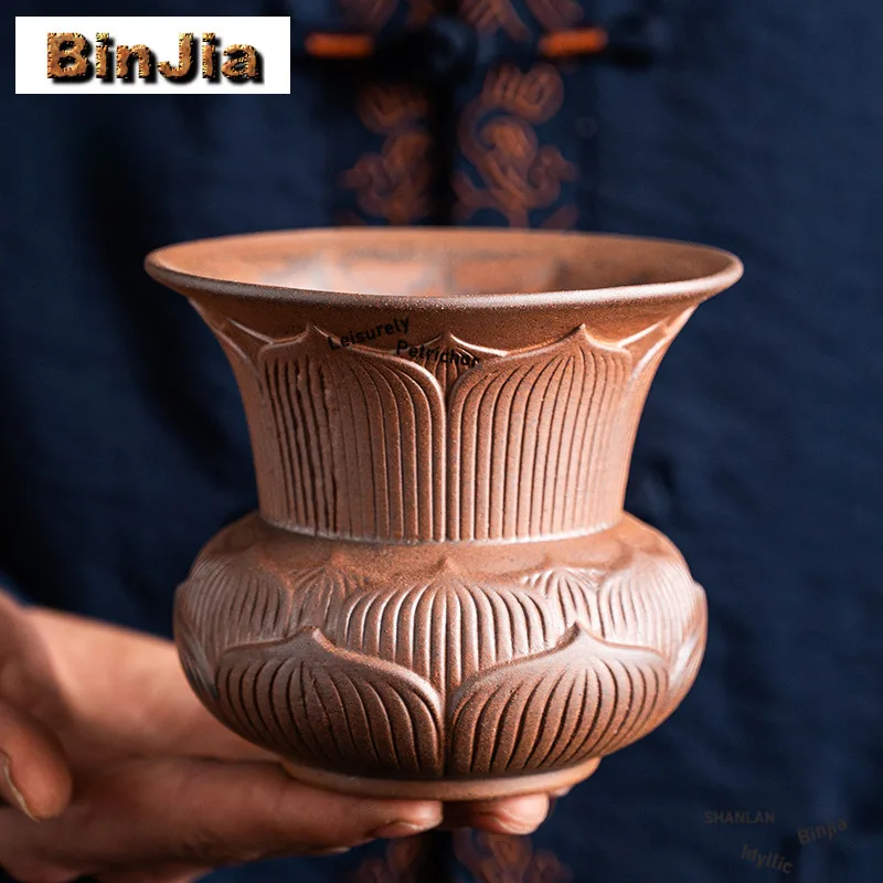 

450 мл рельефная грубая керамика в виде лотоса Jianshui, роскошная чаша для мытья чая, цилиндр для чая, ведро для остатков чая, украшение Chaxi