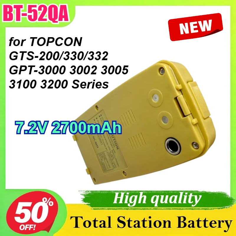 

BT-52QA 7.2V 2700mAh for TOPCON GTS-200/330/332 GPT-3000 3002 3005 3100 3200 Series Total Stations Ni-MH Battery