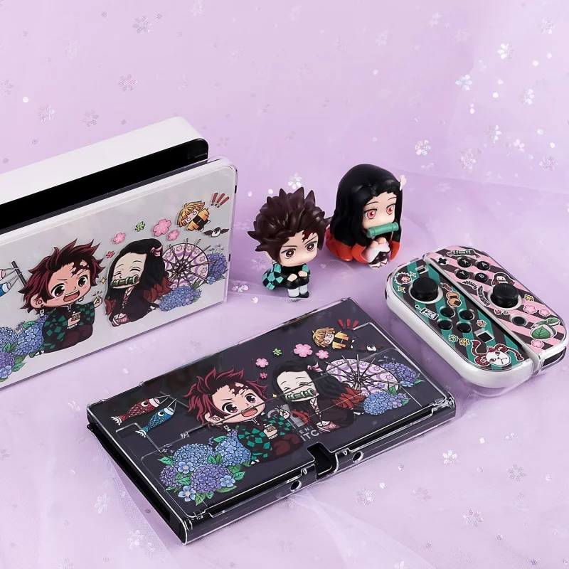 Switch/Oled Anime Protective Cover Demo Slayer Kamado Tanjirou Kamado Nezuko Cute Ns Transparent Split Hard Shell Anime Peripher