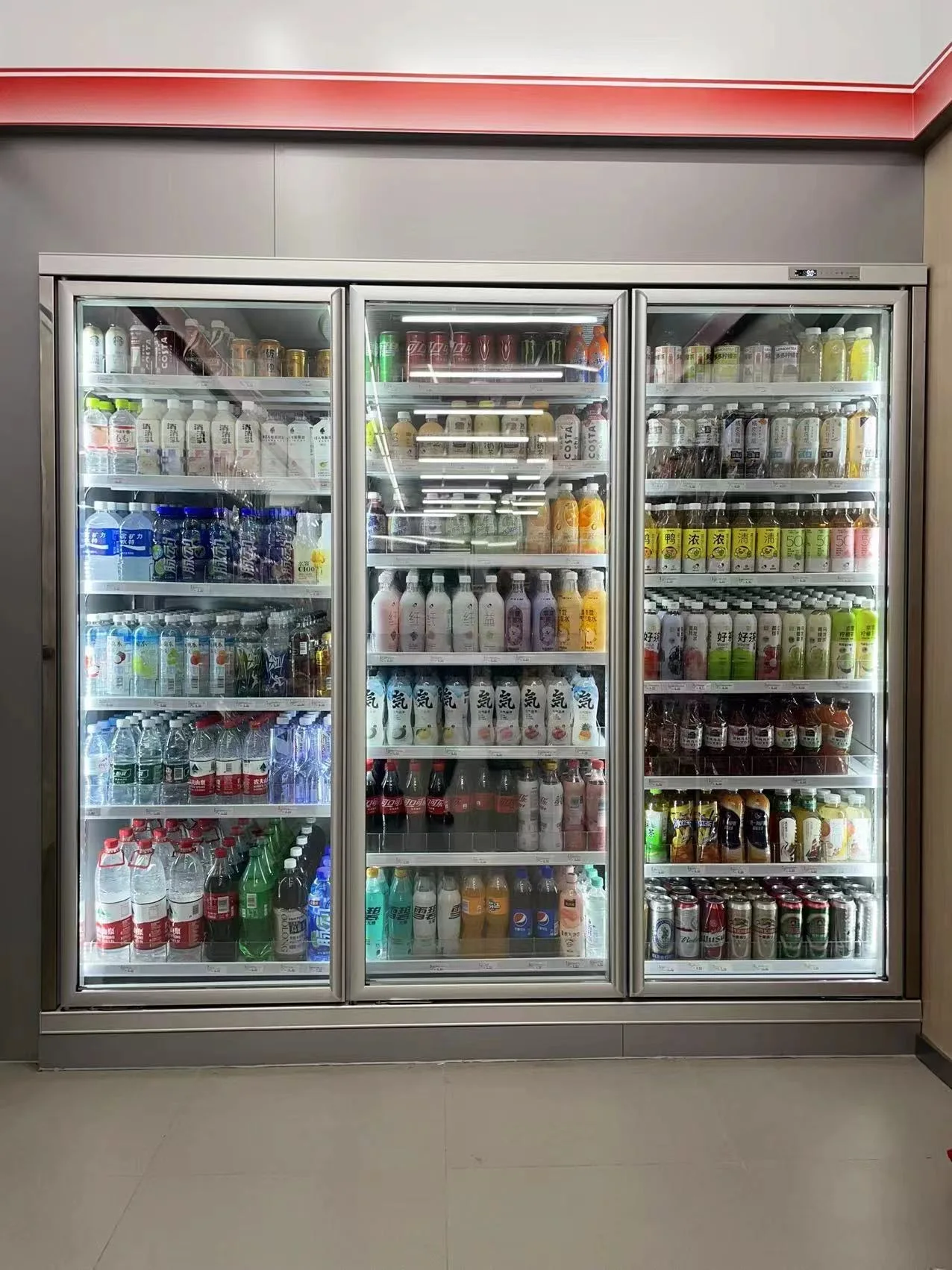 Vertical Large Capacity 4 Glass Door Display Cooler Beverage Refrigerators Fridge